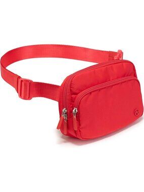 Men's Red Crossbody Belt Bag With Excess Strap 6-Pocket Adjustable Sling Pack